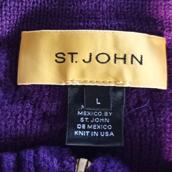 Vintage St. John Purple Cable Knit Cropped Cardigan Size Large - Picture 2 of 9